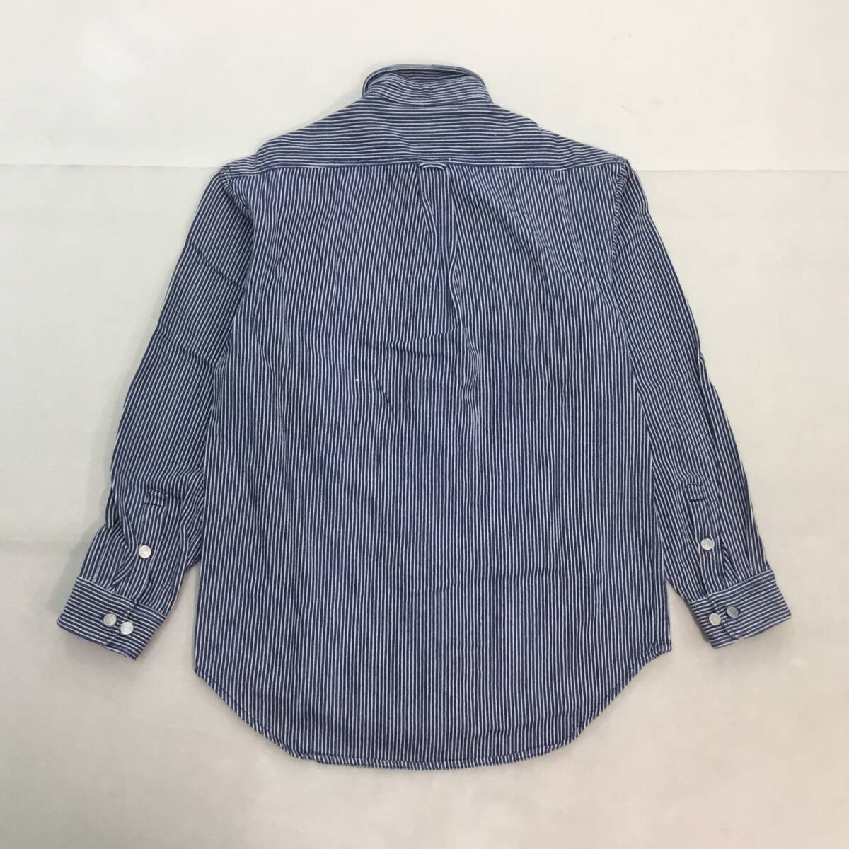 ■SEVENTH CLUB セブンス・クラブ デニム ワークシャツ 長袖 トップス コットン M メンズ ヒッコリーストライプ 2ポケット 0.6kg_画像2