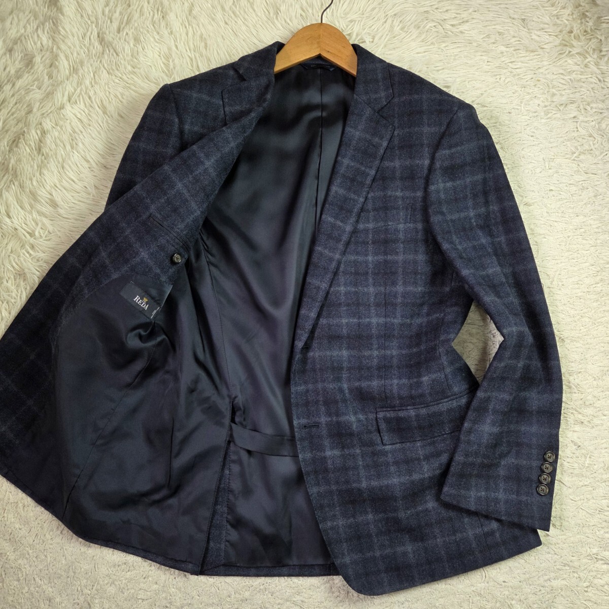 極美品 現行タグ ブルックスブラザーズ【REDA 希少サイズ39 L REGENT】BROOKS BROTHERS テーラードジャケット チェック ダークネイビー_画像2