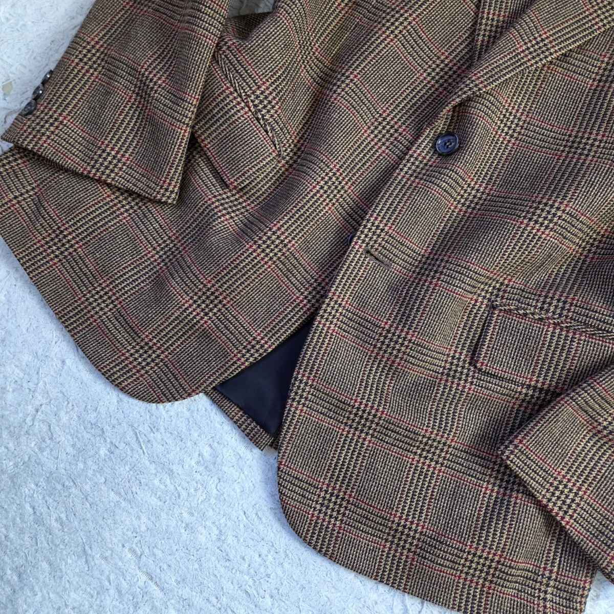 美品 ブルックスブラザーズ【カシミヤ ウール 希少サイズ39 L 相当 グレンチェック】BROOKS BROTHERS テーラードジャケット ブラウン_画像5