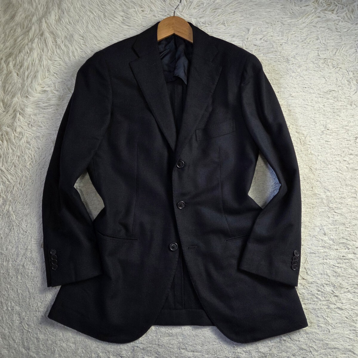 美品 トゥモローランド【DELFINO super120's イタリア生地 サイズ48 L】TOMORROWLAND デルフィノ テーラードジャケット ダークネイビー_画像3