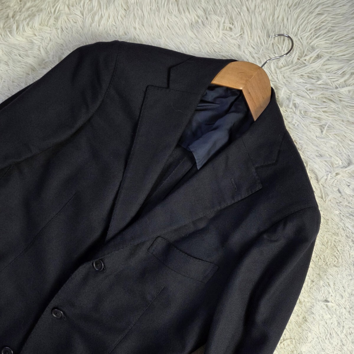 美品 トゥモローランド【DELFINO super120's イタリア生地 サイズ48 L】TOMORROWLAND デルフィノ テーラードジャケット ダークネイビー_画像4