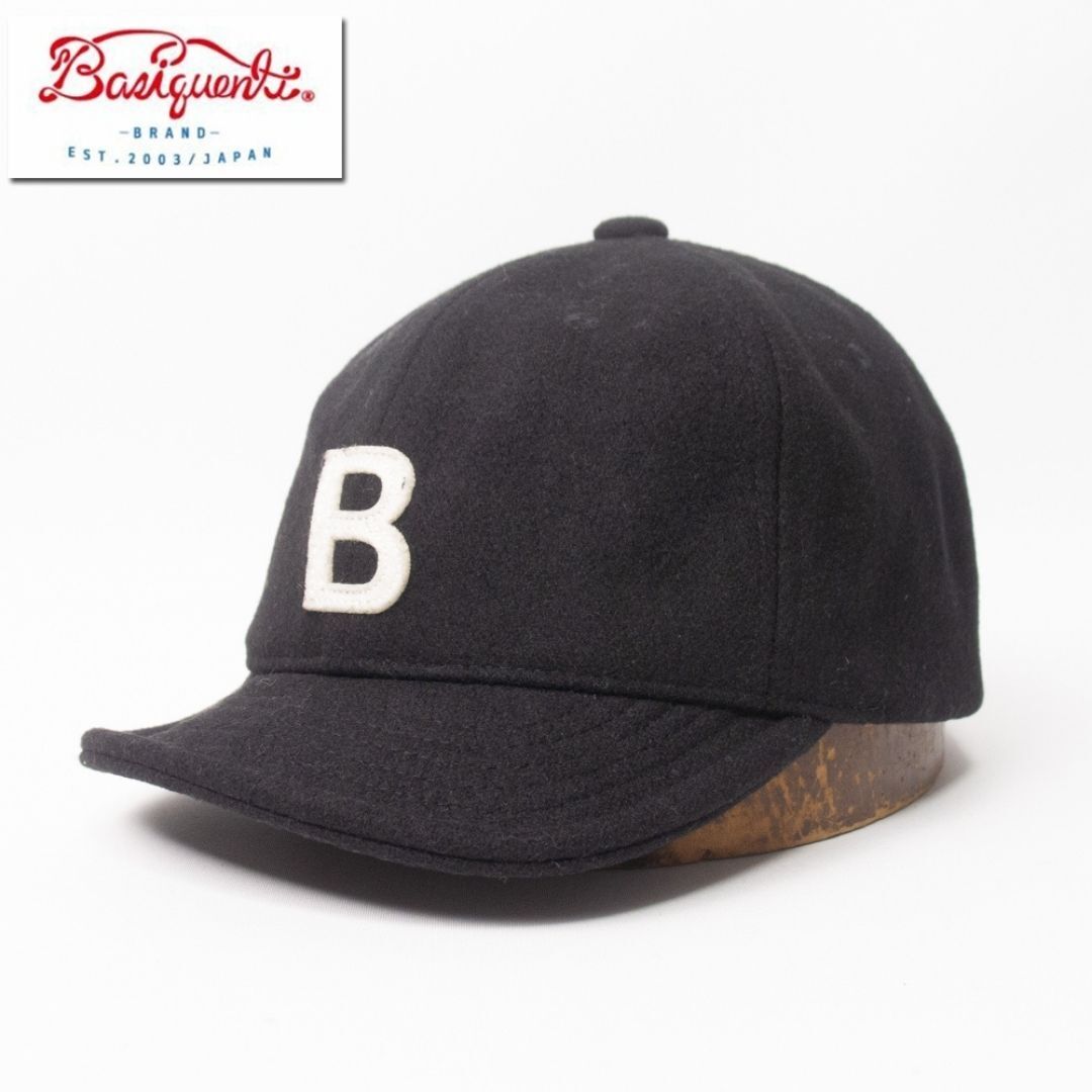 新品 Basiquenti ロゴ ウールアンパイアキャップ ブラック_画像1
