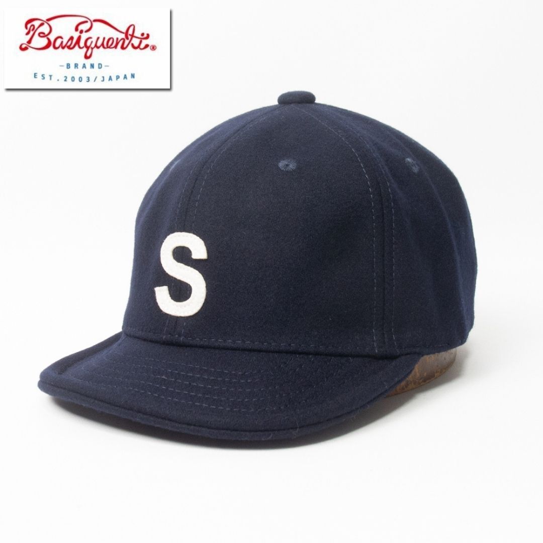新品 Basiquenti ロゴ ウールアンパイアキャップ ネイビー_画像1