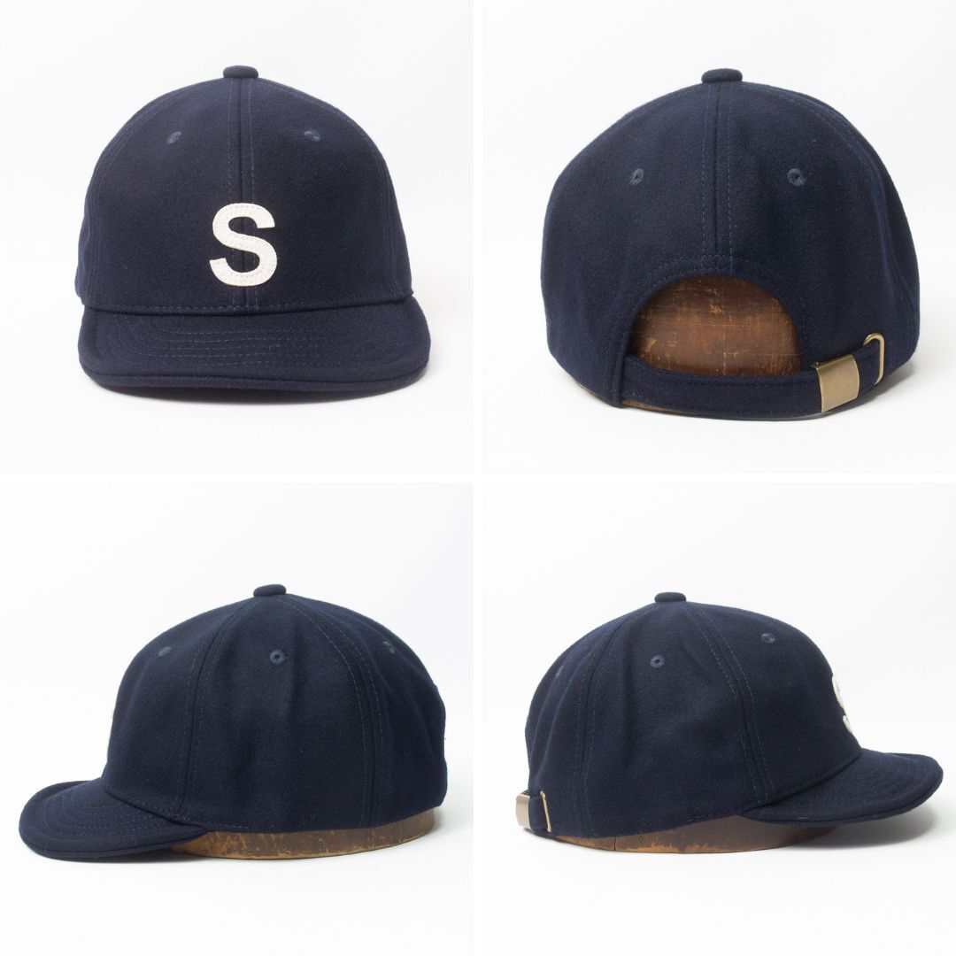 新品 Basiquenti ロゴ ウールアンパイアキャップ ネイビー_画像2