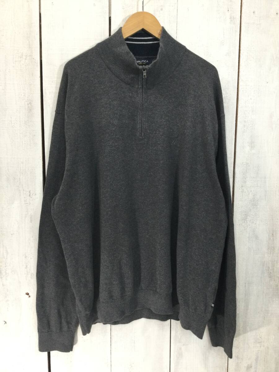 NAUTICA ノーティカ ハーフジップ コットンニット セーター 薄手 メンズXXL 良品_画像1