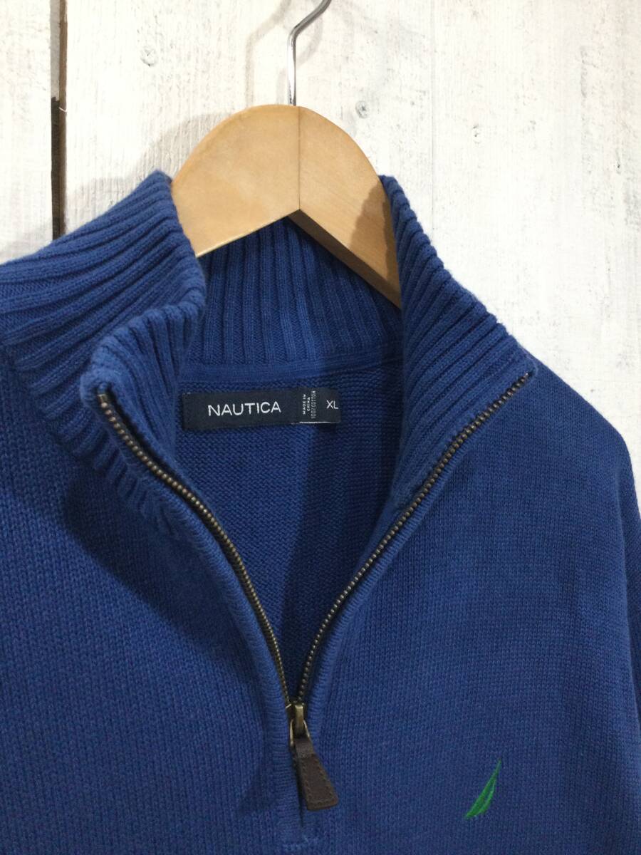 NAUTICA ノーティカ ハーフジップ コットンニット セーター メンズXL 大きめ 良品綺麗_画像4