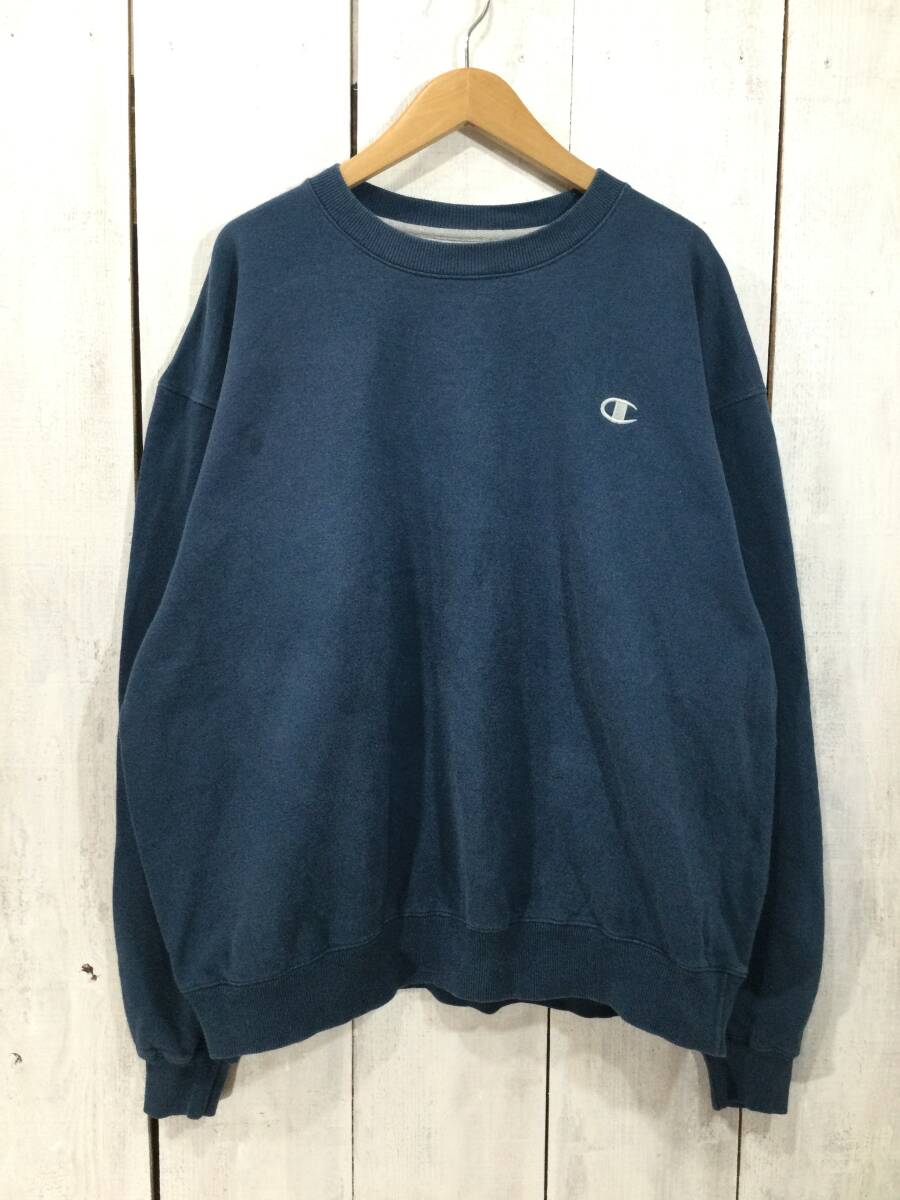 Champion チャンピオン ワンポイント スウェット トレーナー スウェットシャツ メンズXL 大きめ やや汚れあり_画像1
