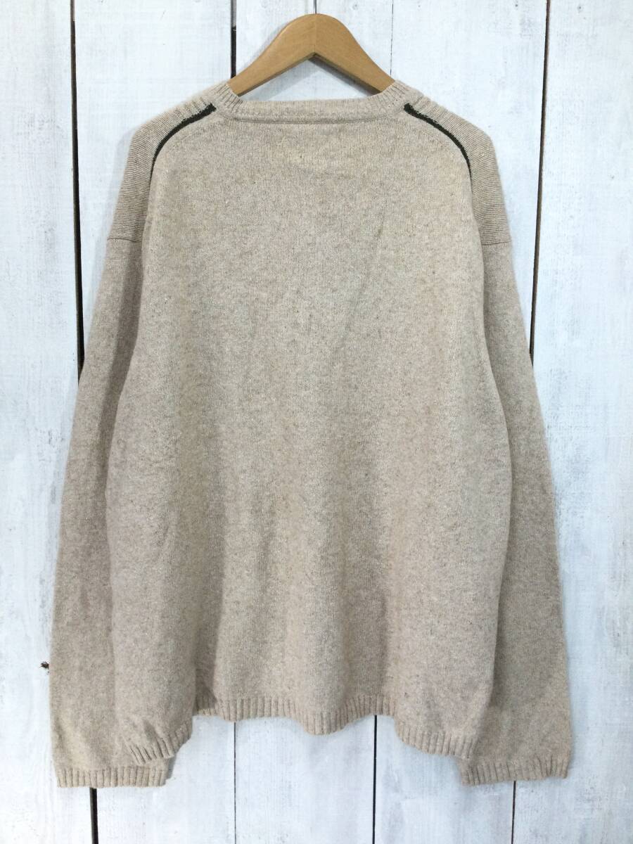 TOMMY HILFIGER トミーヒルフィガー Vネック コットン×ラムウール×ナイロンニット セーター メンズXXL 大きめ 毛羽立ちあり_画像8