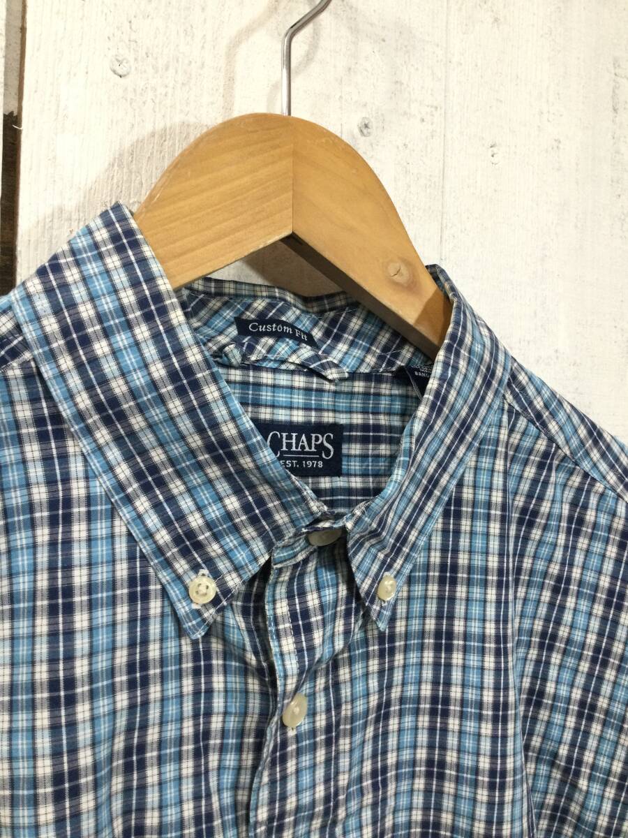 CHAPS チャップス チェック柄 長袖シャツ コットンシャツ ボタンダウン メンズL 状態良好_画像4