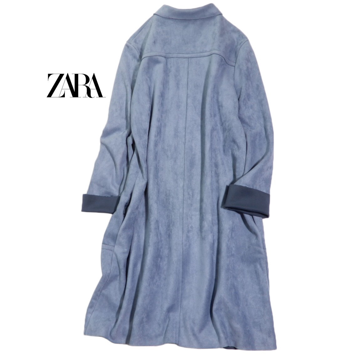 ザラ ZARA 大人素敵スタイル☆ フェイクスエード スウェードタッチ ストレッチ デザイン コート L_画像3