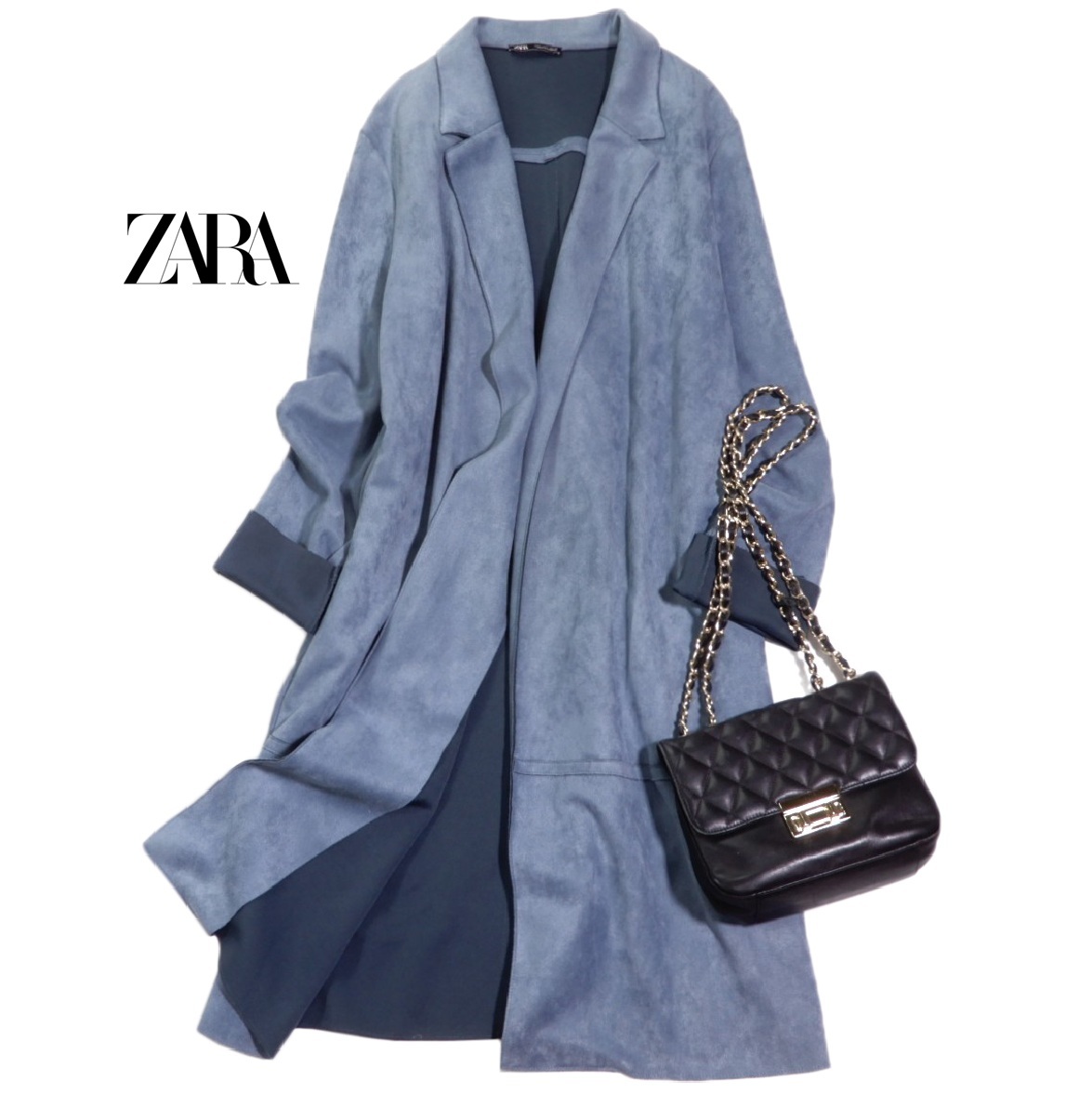 ザラ ZARA 大人素敵スタイル☆ フェイクスエード スウェードタッチ ストレッチ デザイン コート L_画像1