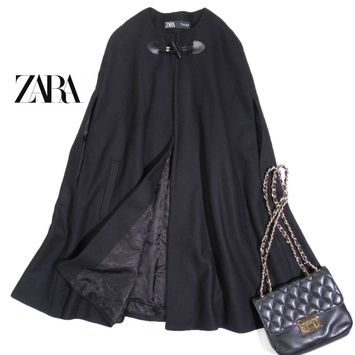 ザラ ×マンテコ ZARA MANTECO 大人素敵スタイル☆イタリア製 高級生地使用 ポンチョ ケープ コート S ゆったり_画像1