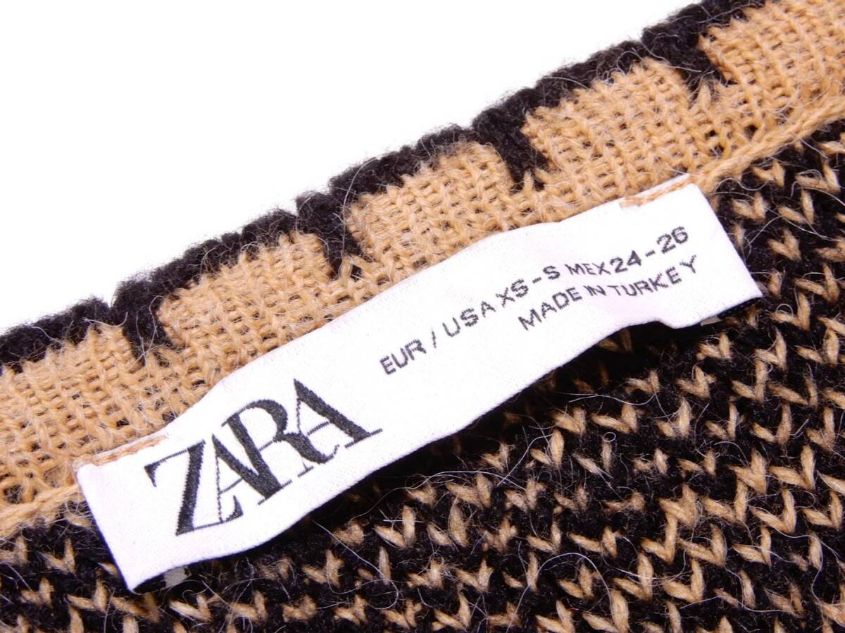 ザラ ZARA 大人可愛い☆総柄 変形Vネック オーバーサイズ ワイド ニット プルオーバー XS-S ゆったり_画像7