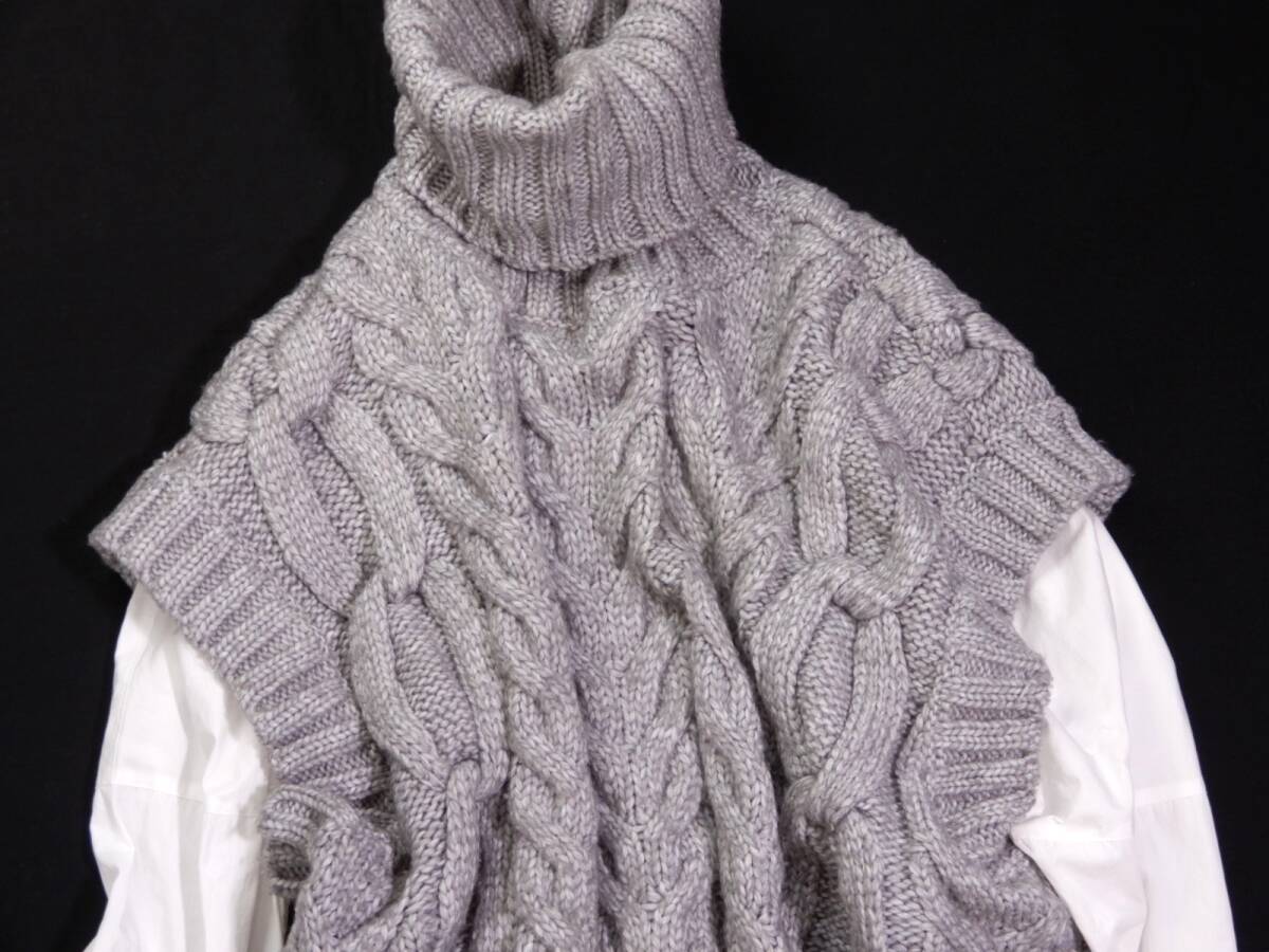 ZARA 大人カジュアル☆ ハイネック タートルネック ビッグケーブル ニットベスト プルオーバー S レイヤードコーデに_画像2