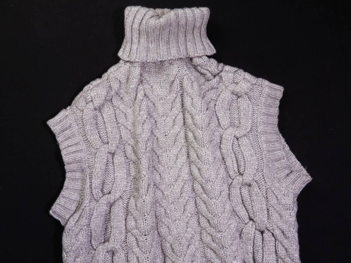 ZARA 大人カジュアル☆ ハイネック タートルネック ビッグケーブル ニットベスト プルオーバー S レイヤードコーデに_画像5