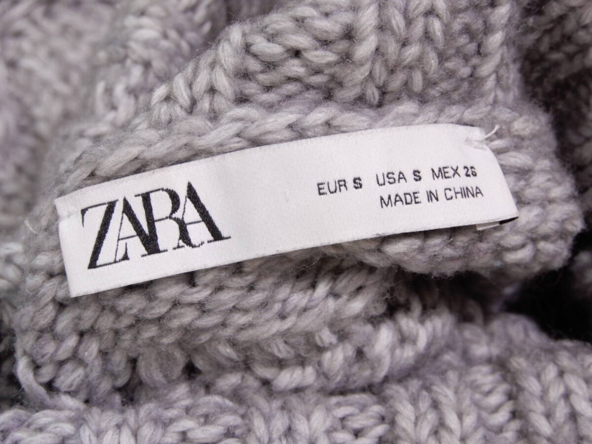 ZARA 大人カジュアル☆ ハイネック タートルネック ビッグケーブル ニットベスト プルオーバー S レイヤードコーデに_画像6