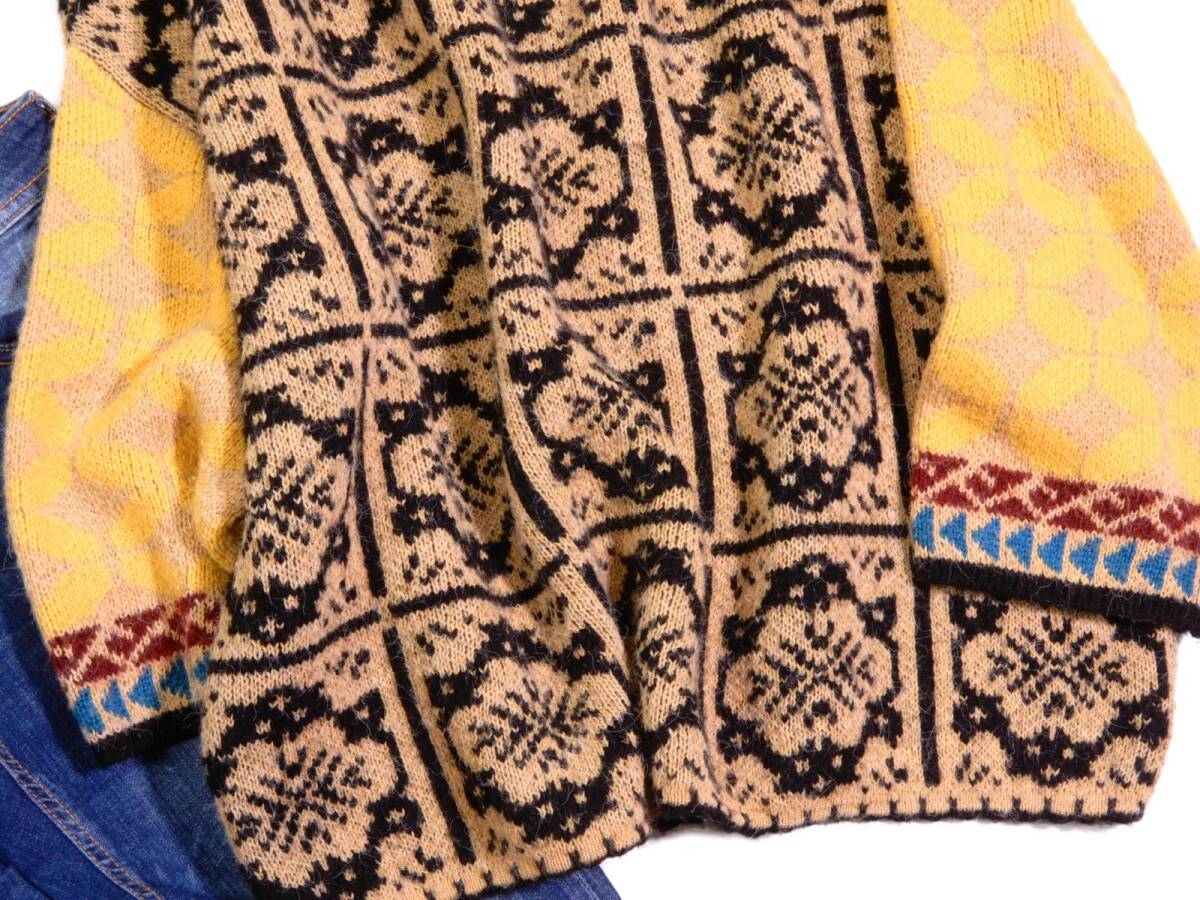 ザラ ZARA 大人可愛い☆総柄 変形Vネック オーバーサイズ ワイド ニット プルオーバー XS-S ゆったり_画像3