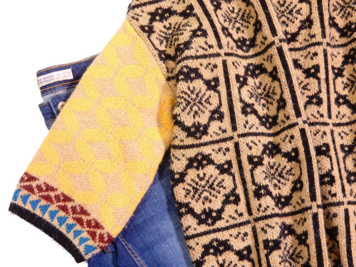 ザラ ZARA 大人可愛い☆総柄 変形Vネック オーバーサイズ ワイド ニット プルオーバー XS-S ゆったり_画像5