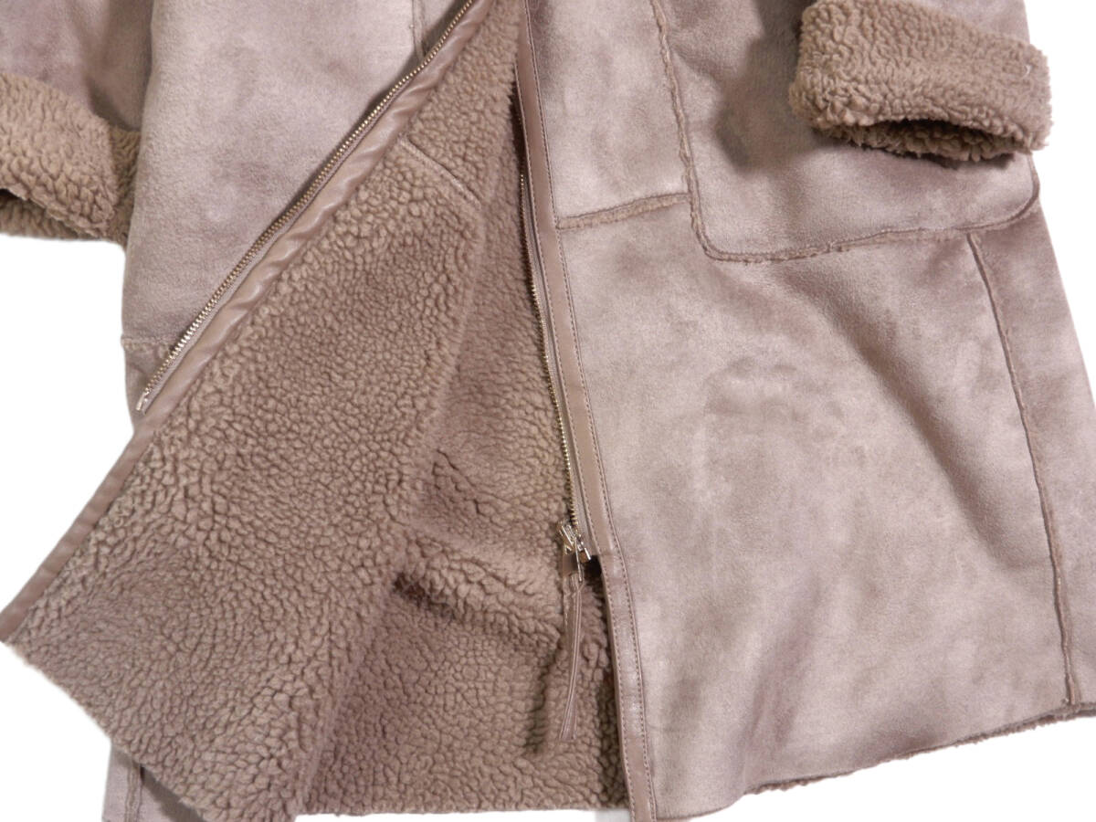 ザラ ZARA BASIC 大人素敵スタイル☆リバーシブル フェイクムートン ボア フード パイピング コート S_画像5