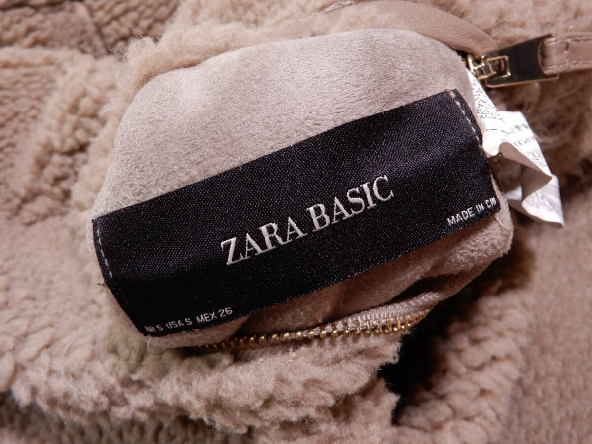 ザラ ZARA BASIC 大人素敵スタイル☆リバーシブル フェイクムートン ボア フード パイピング コート S_画像10