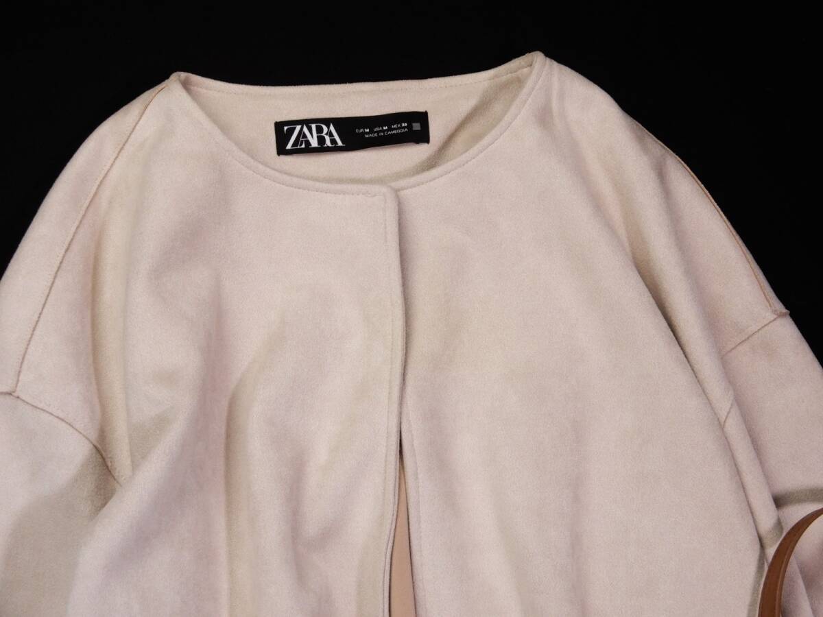 ザラ ZARA 大人素敵スタイル☆ スエード風 刺繍 フリンジ コート M_画像4