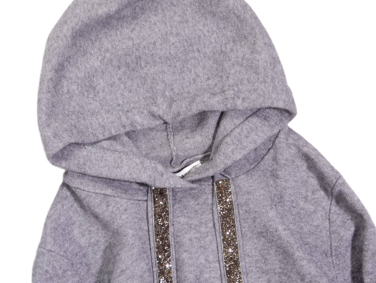 ザラ ZARA KNIT 大人可愛い☆ ビジュービーズ装飾 フード付き ニットプルオーバー L_画像2