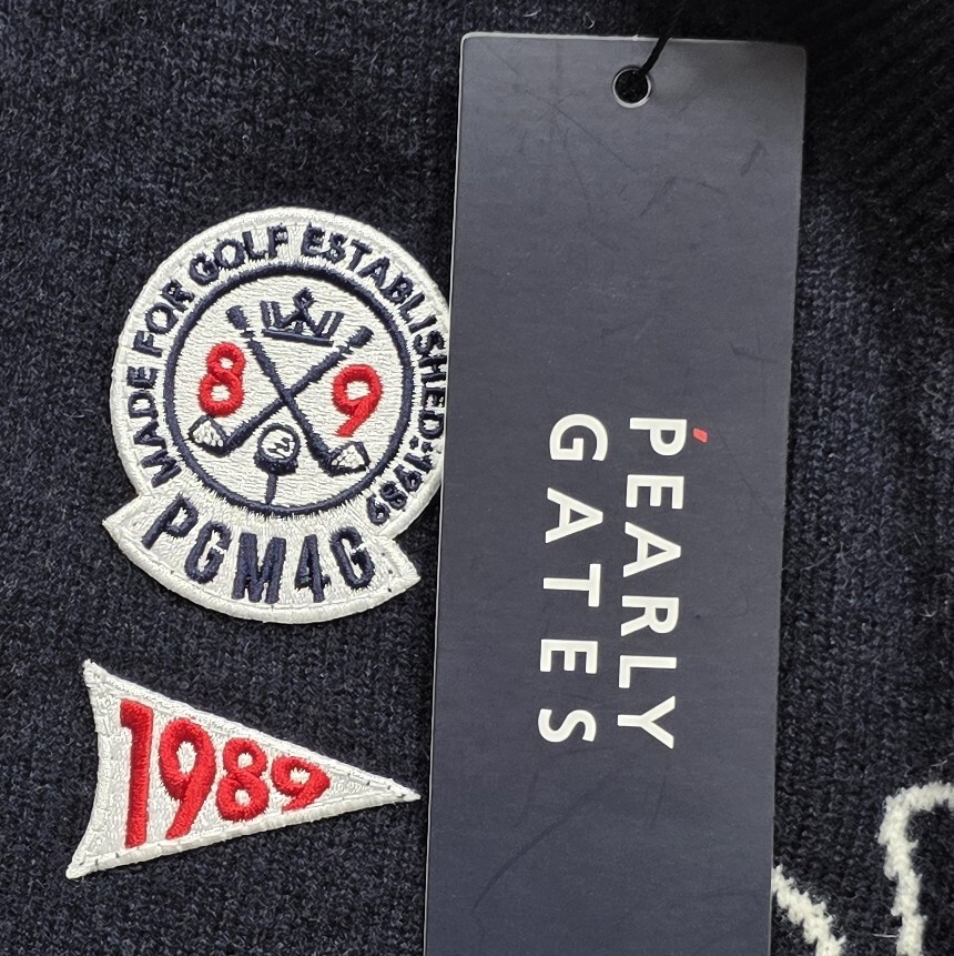 ★NEW 新品正規品 PEARLYGATES/パーリーゲイツ カシミヤクルーネックニット プルオーバー size4(M) 定価35200円_画像10
