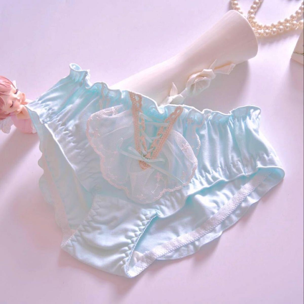 4枚組XLレディース レース下着 かわいいフリル リボン オシャレ姫系　100号_画像3