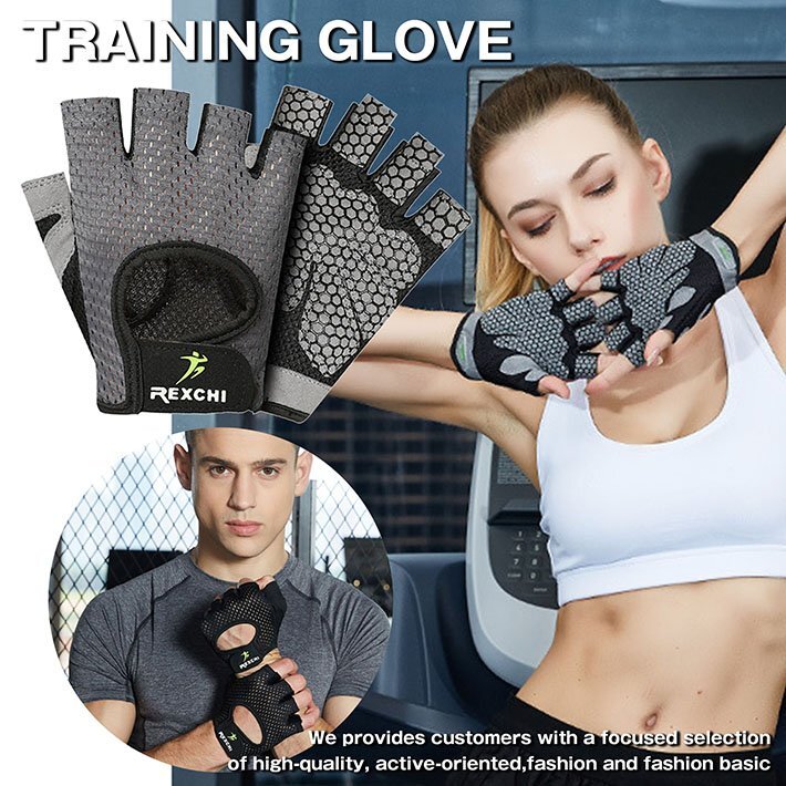 洗濯可能 トレーニンググローブ 手袋 筋トレ メンズ レディース 指無 ウェイトリフティング 防滑 7987678 M グレー 新品 1円 スタート_画像1