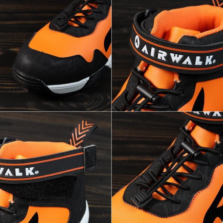  безопасная обувь воздушный walk мужской стрейч блокировка AIR WALK рабочая обувь широкий легкий ударная абсорбция выдерживающий скользить AW-940 orange 27.0cm / новый товар 1 иен старт 