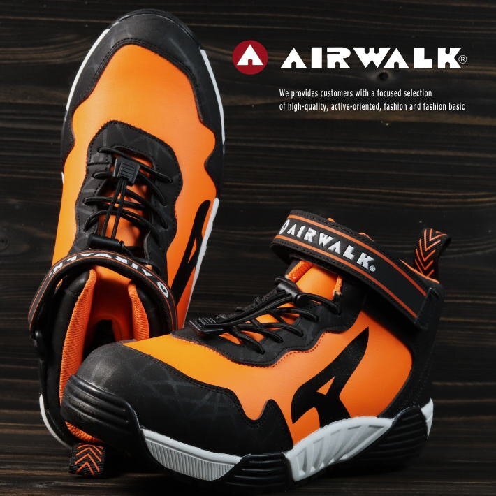  безопасная обувь воздушный walk мужской стрейч блокировка AIR WALK рабочая обувь широкий легкий ударная абсорбция выдерживающий скользить AW-940 orange 27.0cm / новый товар 1 иен старт 