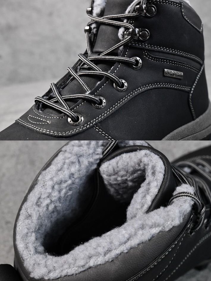  защищающий от холода ботинки Work ботинки мужской кожа PU зима обувь . скользить водонепроницаемый mountain ботинки боа короткие сапоги обувь 7987254 26.0cm BLACK новый товар 