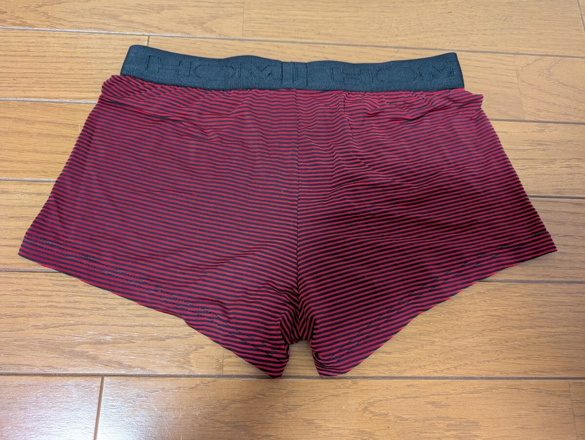 (1枚) S HOM　ボクサーパンツ　黒 赤　前開き　日本Mサイズ　オム　ボーダー柄　1_画像2