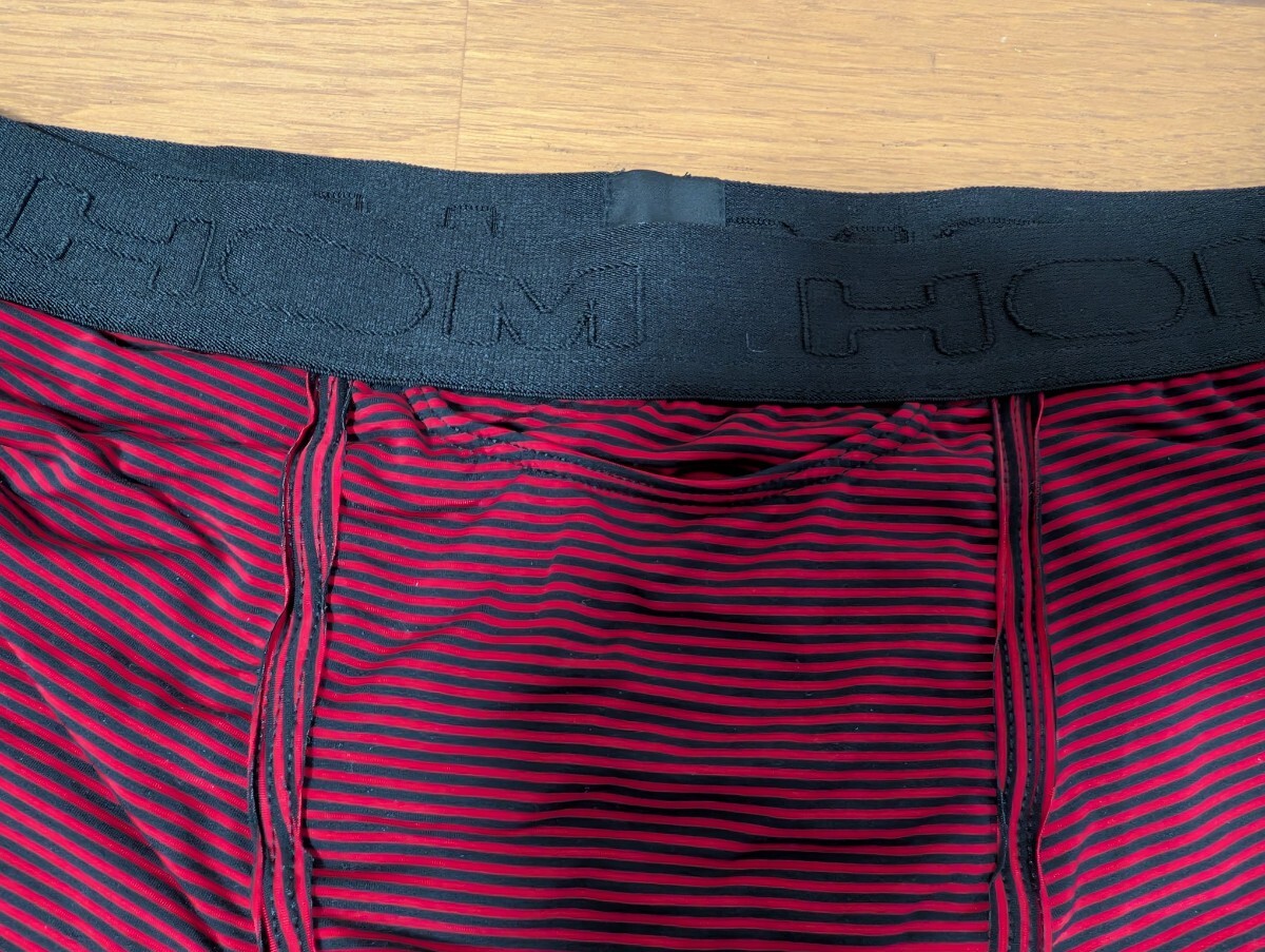 (1枚) S HOM　ボクサーパンツ　黒 赤　前開き　日本Mサイズ　オム　ボーダー柄　1_画像5
