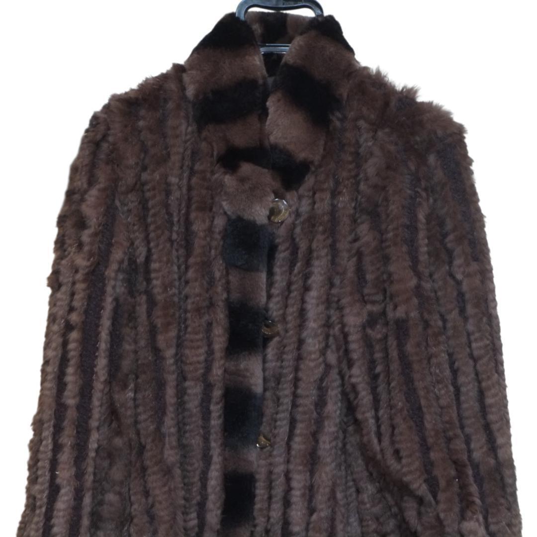 90s 00s リバーシブル 毛皮 シルク 絹 ファー ジャケット コート サイズM ラビットファー #99587_画像3