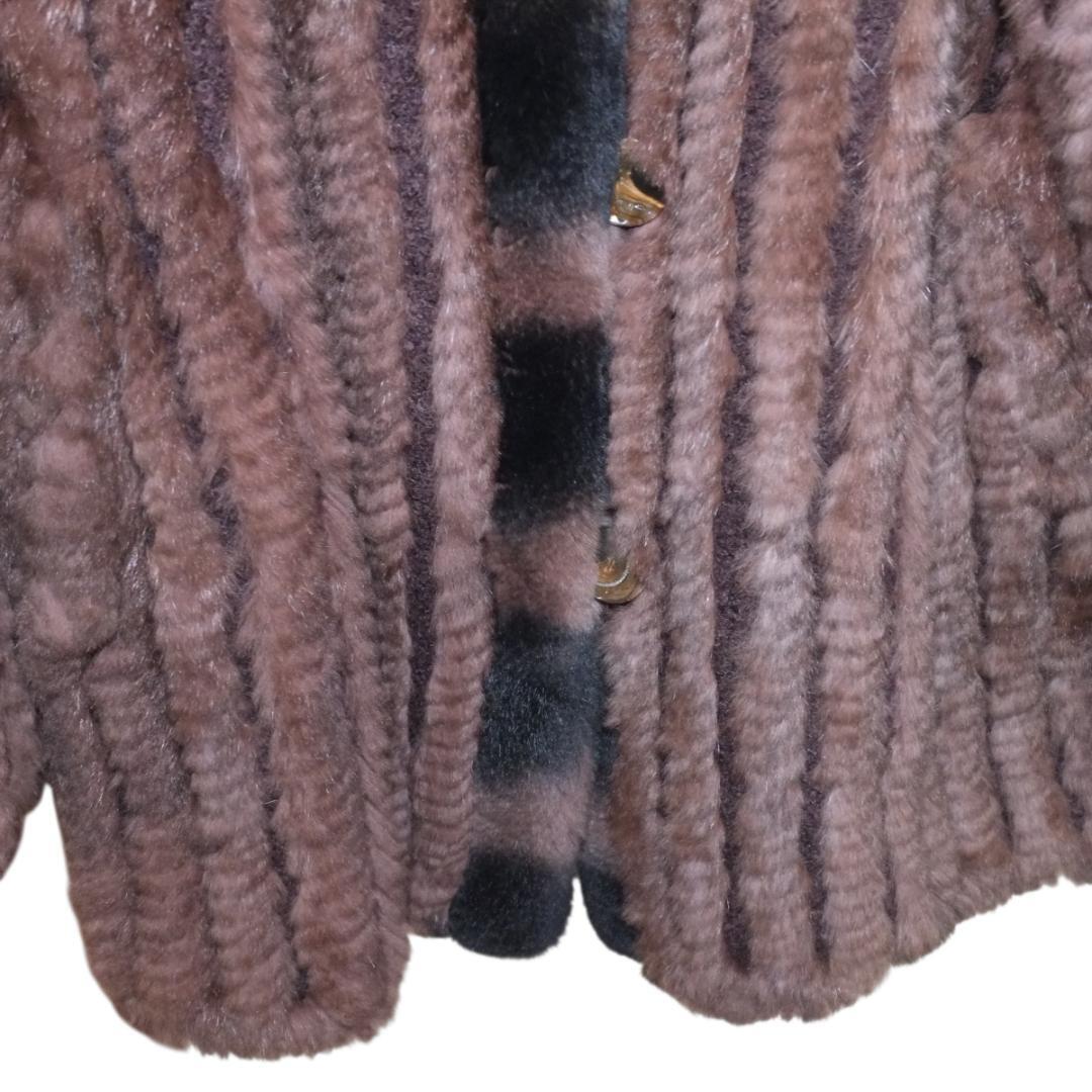 90s 00s リバーシブル 毛皮 シルク 絹 ファー ジャケット コート サイズM ラビットファー #99587_画像6