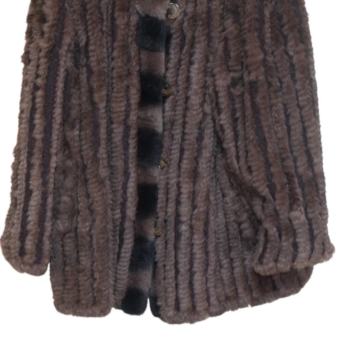 90s 00s リバーシブル 毛皮 シルク 絹 ファー ジャケット コート サイズM ラビットファー #99587_画像4