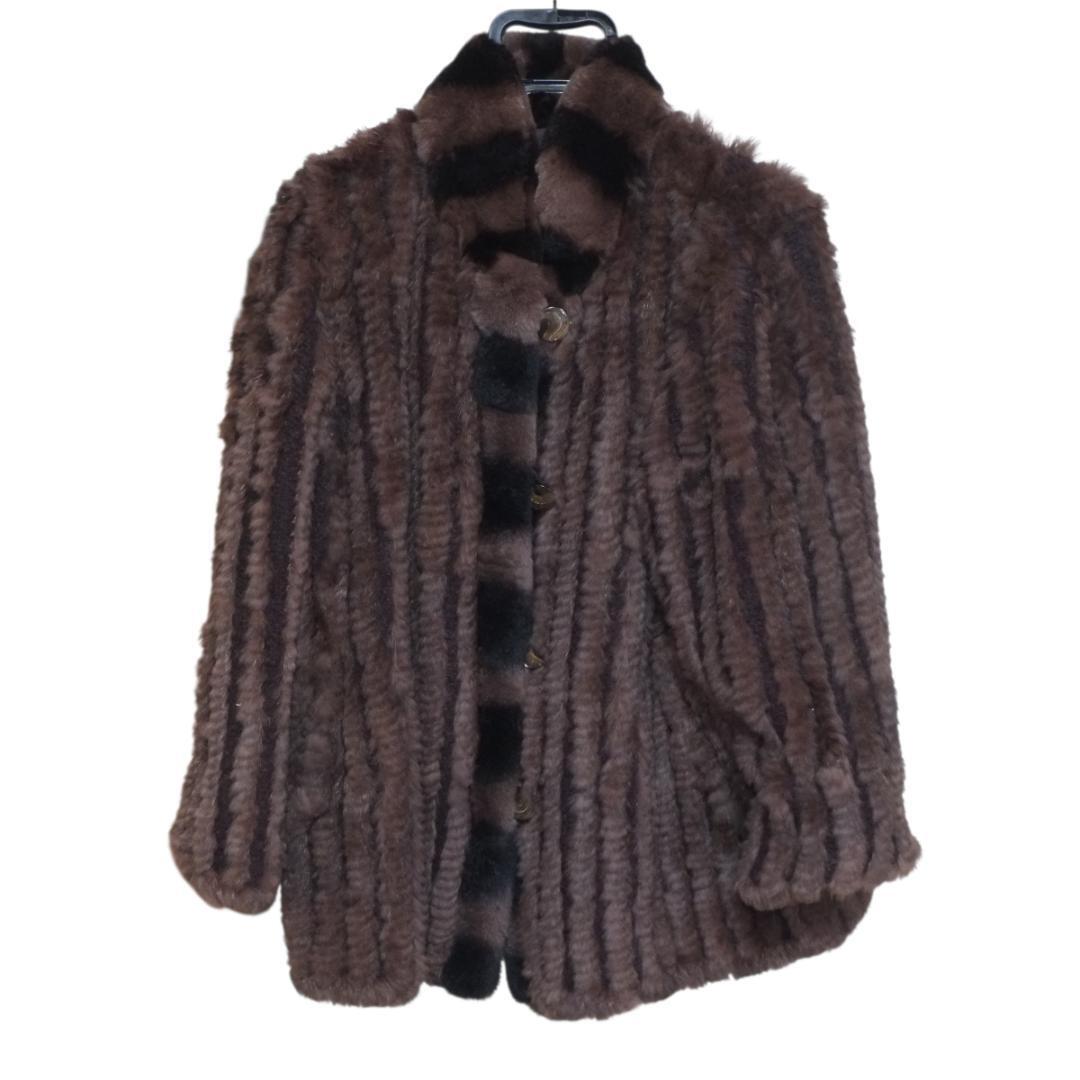 90s 00s リバーシブル 毛皮 シルク 絹 ファー ジャケット コート サイズM ラビットファー #99587_画像2