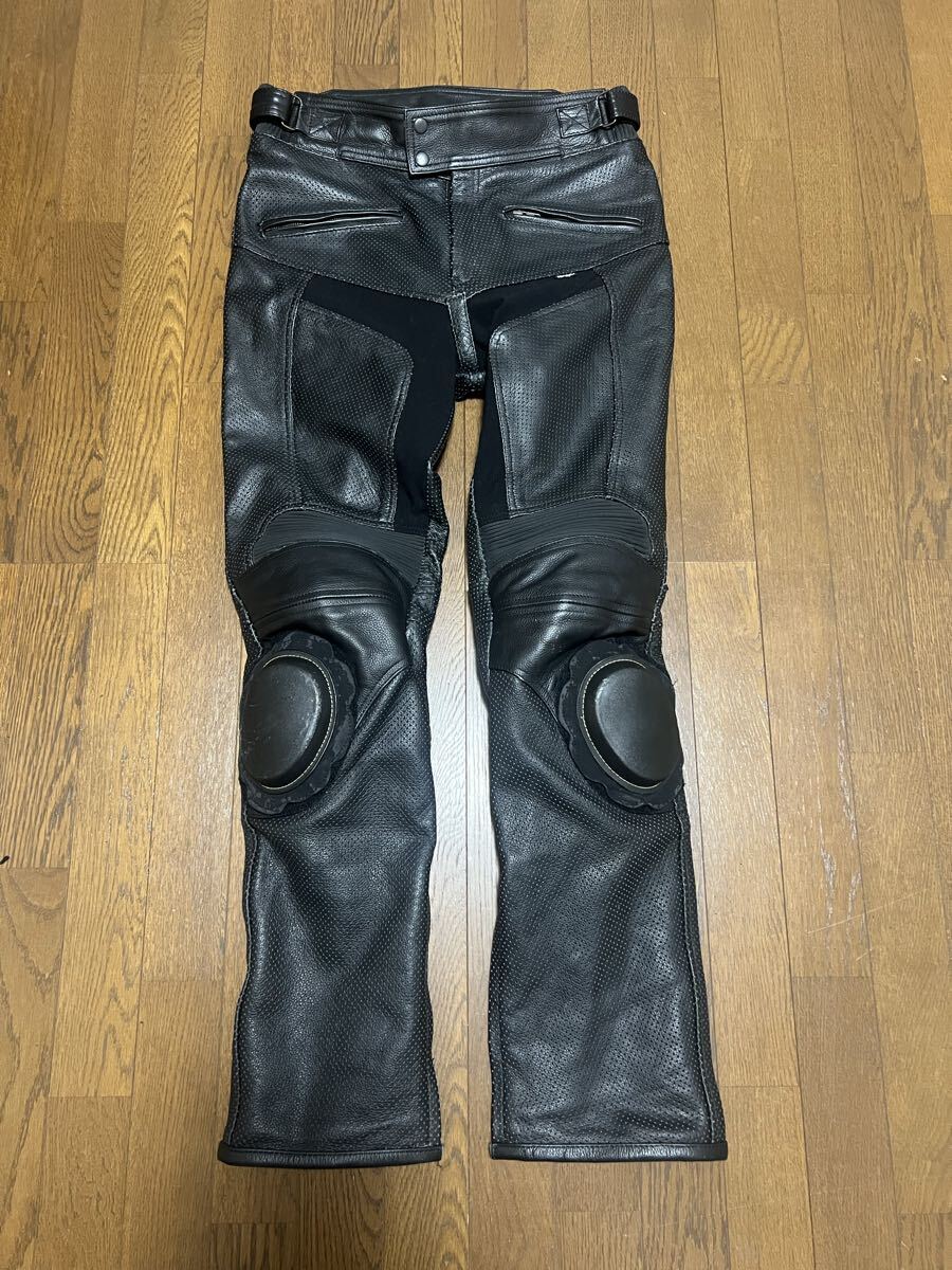 Clooney クルーニー 34インチ パンチングレザーパンツ ブーツアウト 膝プロテクター内蔵 バンクセンサー付き_画像1