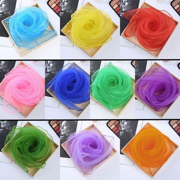 送料無料 リトミック オーガンジー シフォン 原色 緑 ピンク ダンス スカーフ モンテッソーリ (6)_画像5