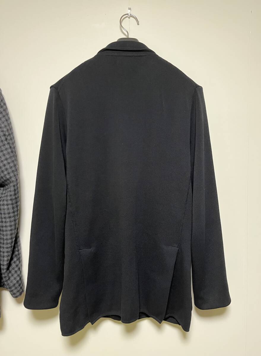 未使用 finjack フィンジャック ヴィンテージカシミヤ チャコールグレー チェック、コットンニットテーラードダブルジャケット、48_画像6