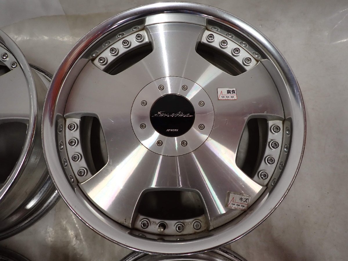 4本 会社宛 送料無料 18×7.5J WORK ユーロライン アルミ 4穴 5穴 PCD 114.3mm +45 ハブ径73mm アルファード ヴェルファイア 特価 NO,F9100_画像3