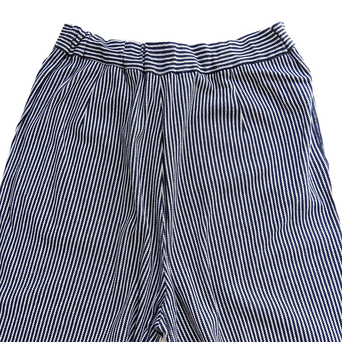 45R ラッセルヒッコリーストライプのイージーパンツ 3 L ネイビー系 ストレッチパンツ ウエストゴム ボトムス 45rpm umii908 Badou-R_画像6