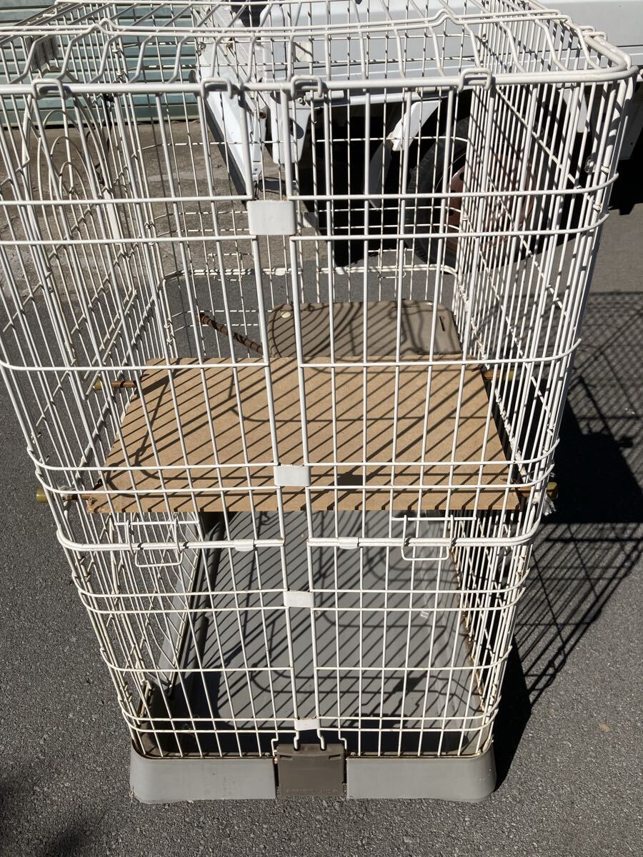 長野県東御市直接引き渡し限定　ペットケージ ケージ ホワイト　キズ　汚れ　使用感あり_画像4