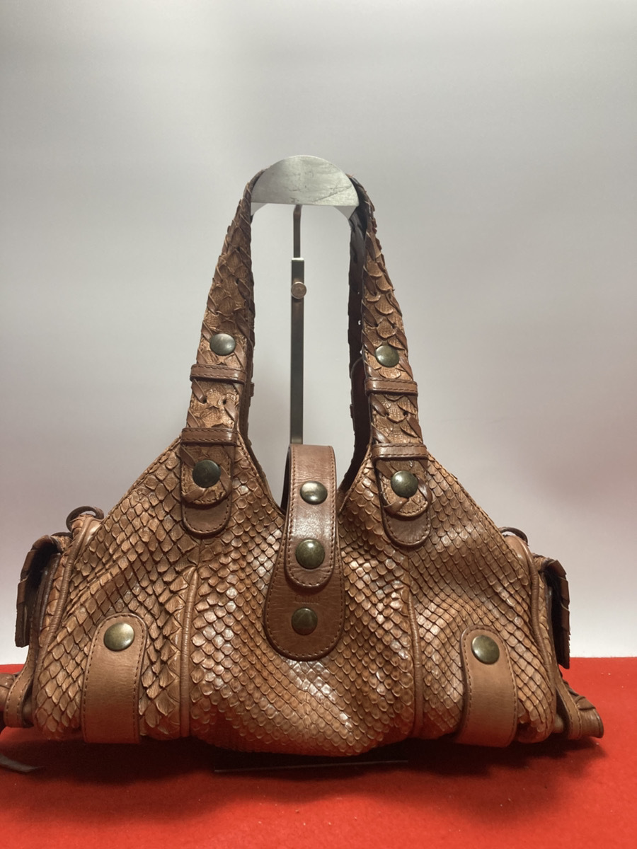 Chloe シルベラード クロエ クロコレザー クロコ革 ショルダーバッグ ブラウン 茶色_画像1