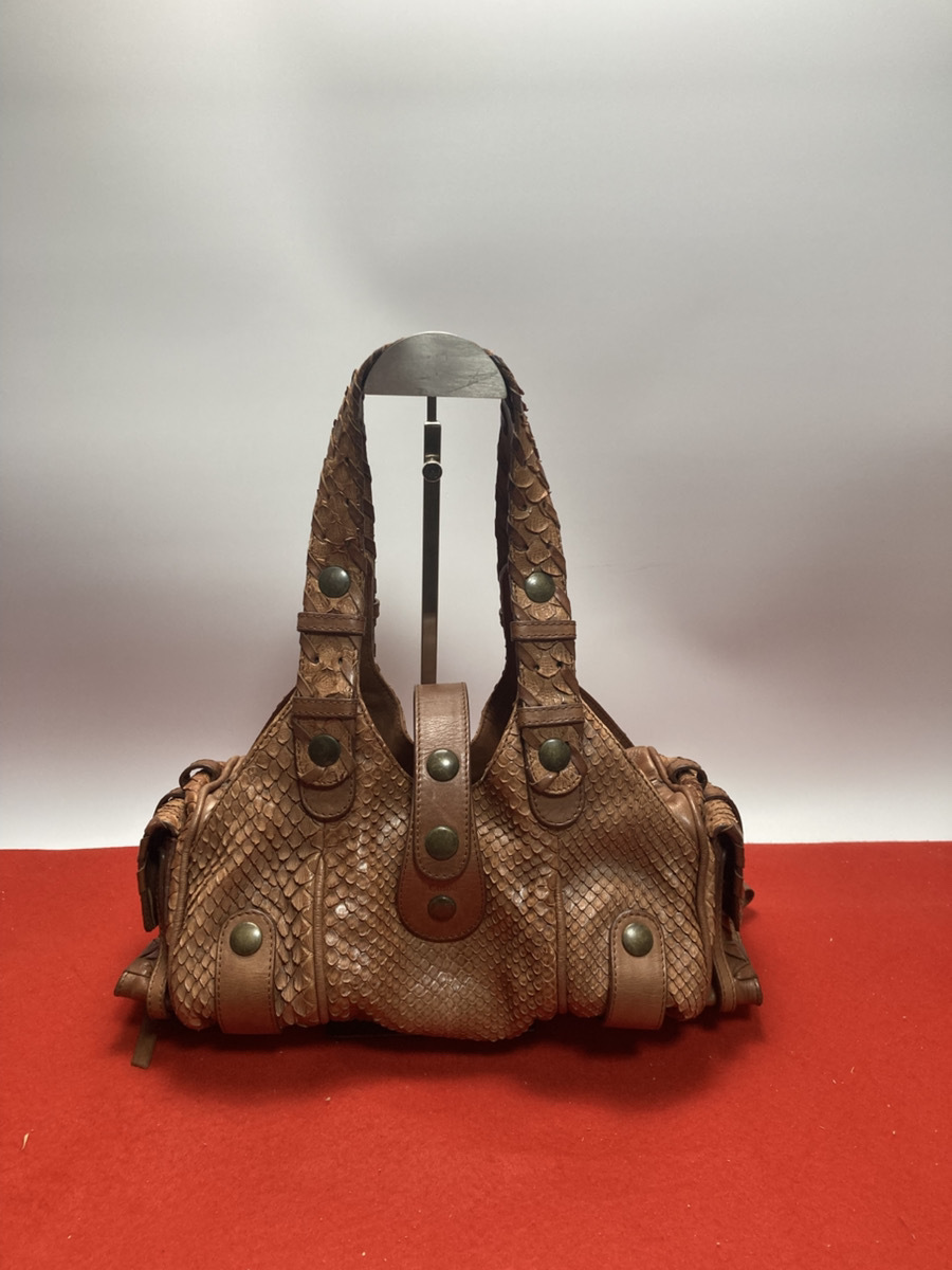 Chloe シルベラード クロエ クロコレザー クロコ革 ショルダーバッグ ブラウン 茶色_画像2