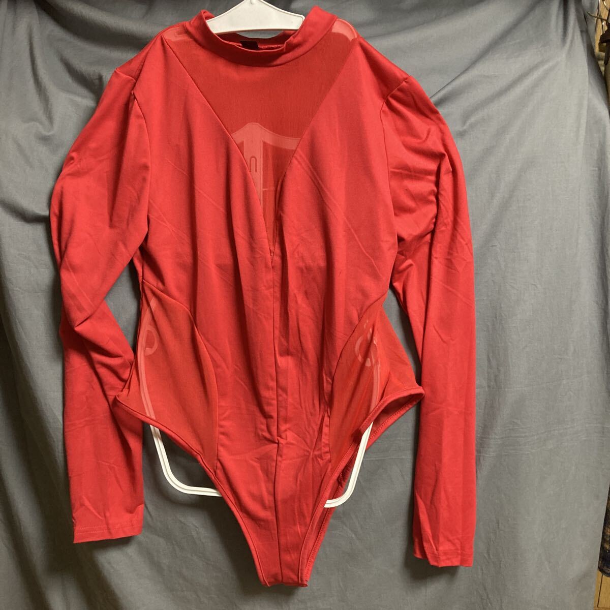 レッドロングのボディースーツ4L_画像1