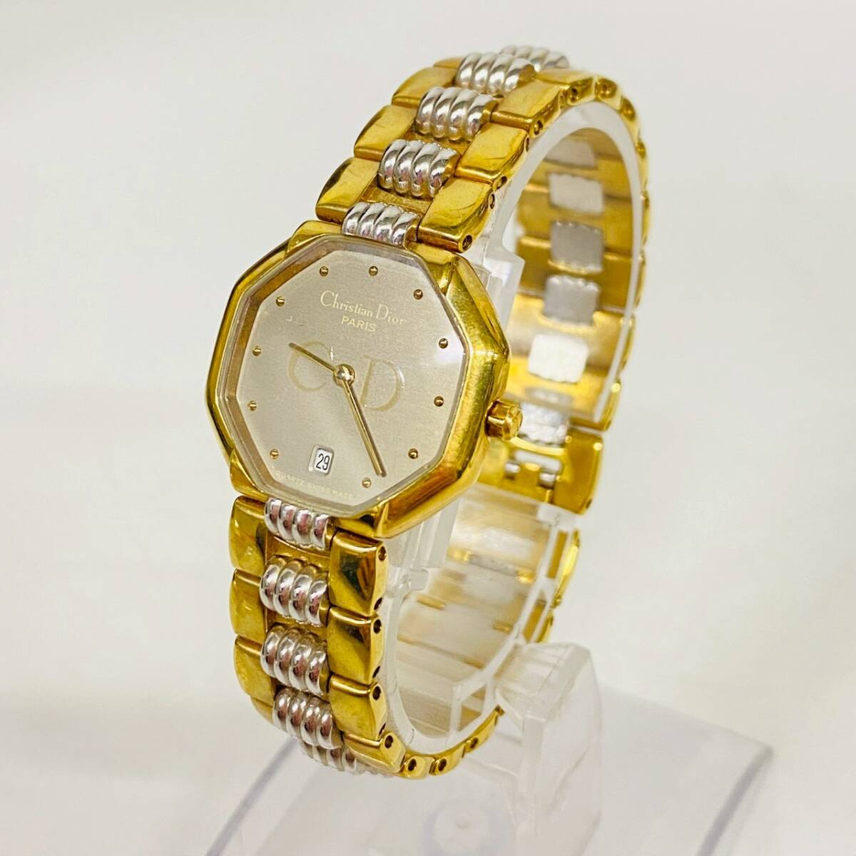 1 иен ~[ фактически работающий ] Christian Dior Christian Dior 48 133 кварц женские наручные часы серый циферблат ok tagon Date 2 стрелки K101393