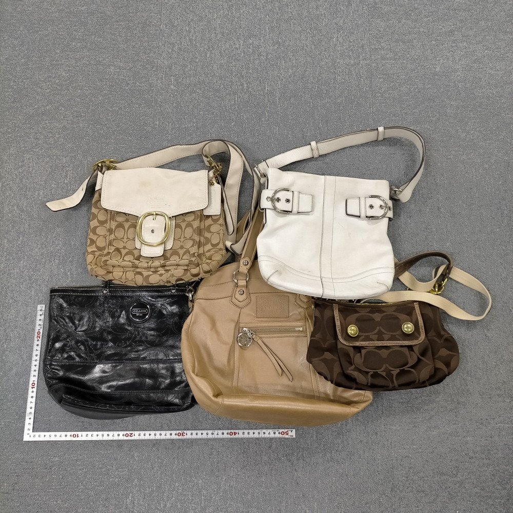 COACH コーチ ショルダーバッグ 5点セット ベージュ系 レザー×シグネチャー 3608337_画像1