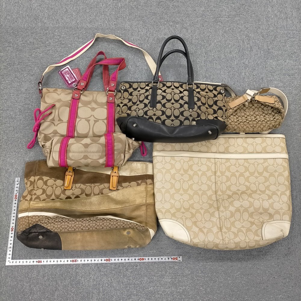 COACH コーチ バッグ 5点セット トート ショルダー ハンド ベージュ ピンク ゴールド系 3608335_画像2
